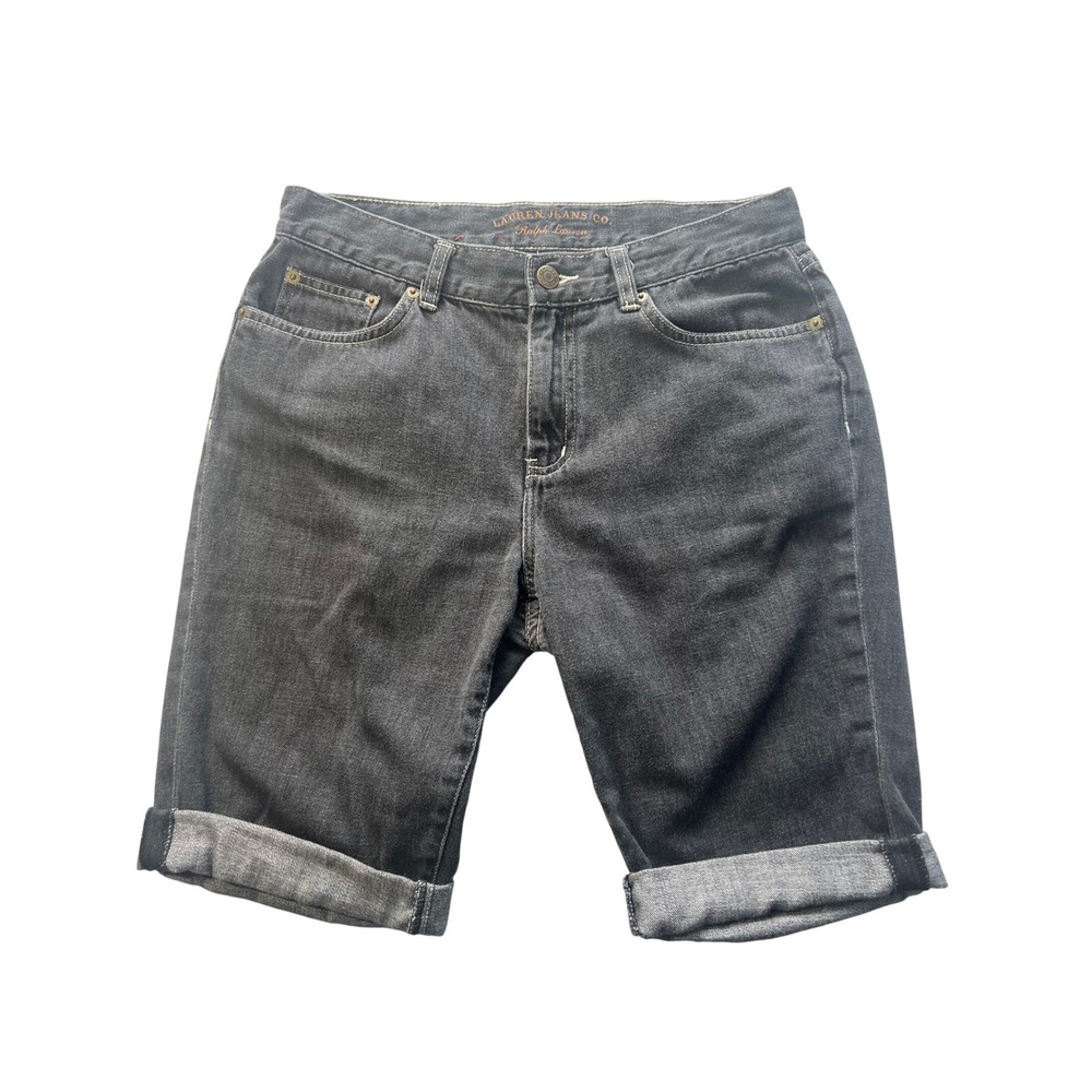 Lauren Jeans Co Ralph Lauren Classic Bermuda Shorts Black Size 4 Faded‎ Denim